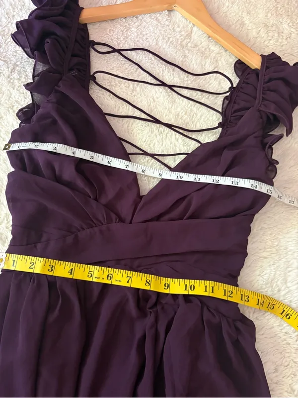 Lulus Soiree Celebration Purple Ruffled Lace-Up Maxi Dress Size XL Formal - Image 7