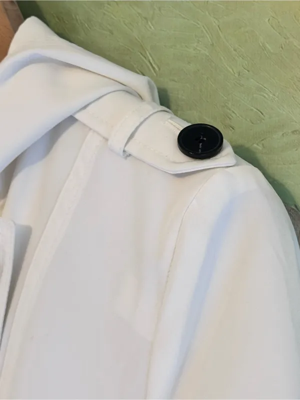 ESPRIT Hooded Double Breasted Trench Coat with Belt M 20” p2p White EUC - Image 7