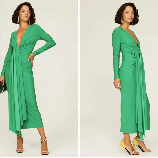 The Lorena Midi Dress in Bright Green - Image 3