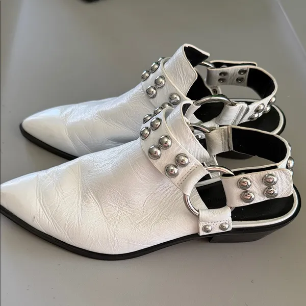 Rebecca Minkoff White Studded‎ Ankle Booties size 6.5 - Image 4