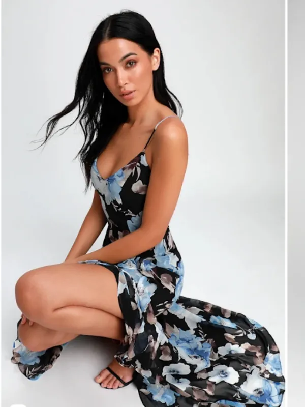 LULU's Sexy Floral Flowy Prom Wedding Sophisticated Chic Elegant Resort Maxi - Image 2