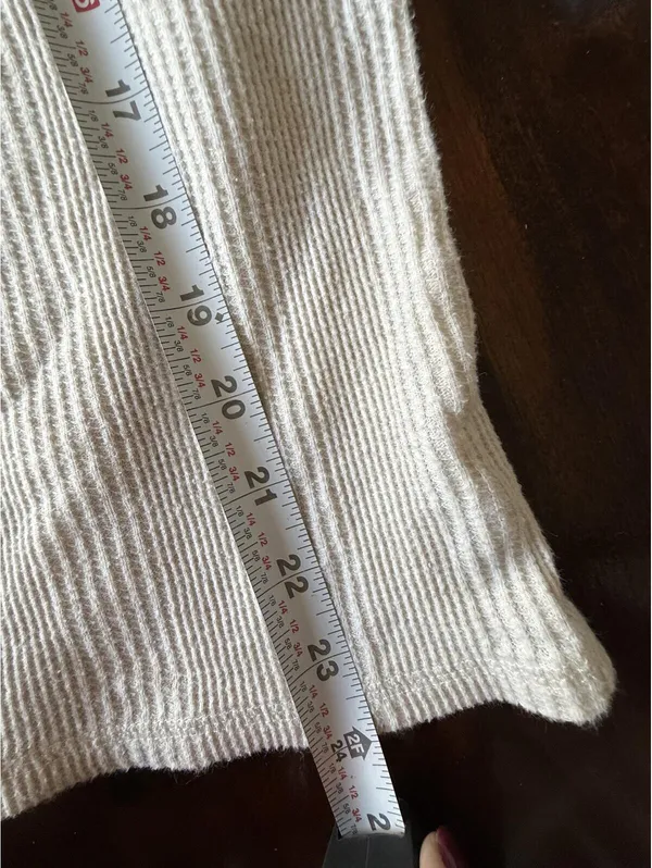 Aerie Cream Waffle Knit Henley Long Sleeve Thermal Top Size M - Image 10