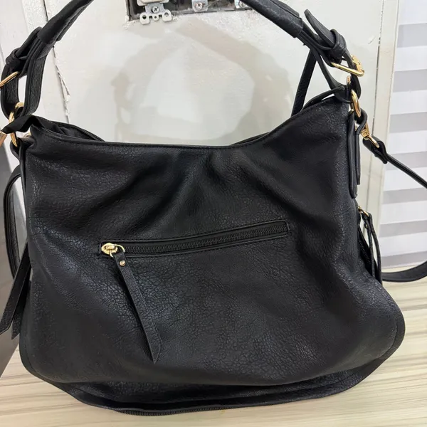 Montana West Hobo Slouchy Bag Shoulder Bag Purse Black Leather Gold Hardware - Image 3