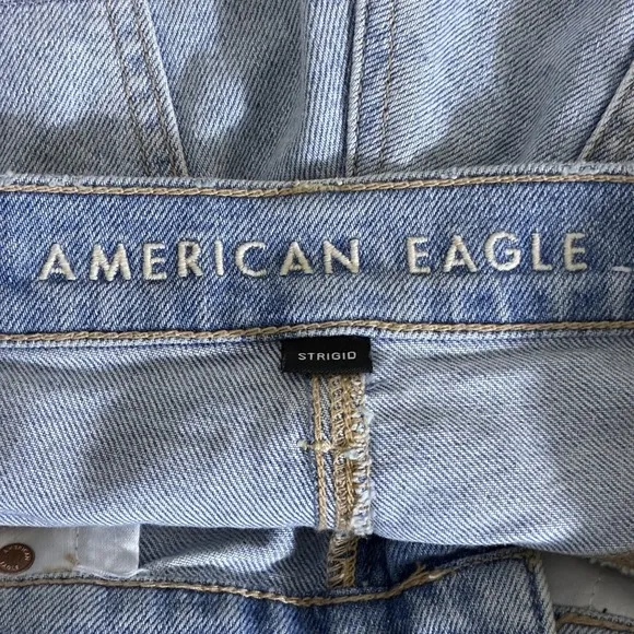 American Eagle 90s Boyfriend Distressed Denim Shorts Light Wash High Rise Size00 - Image 7