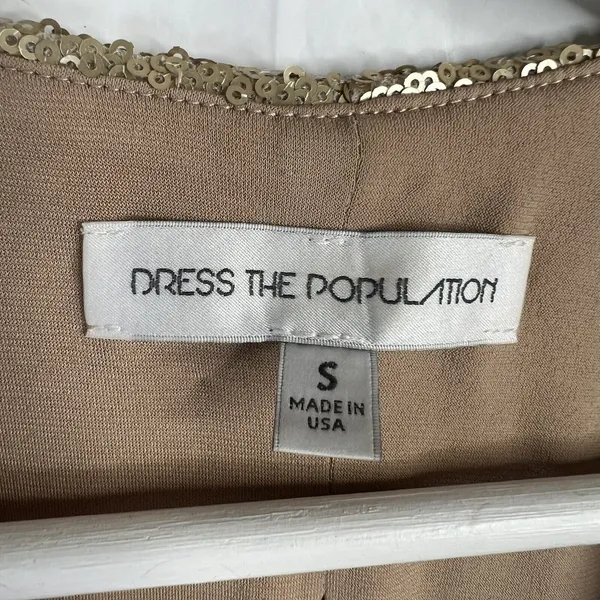 Dress The Population Size Small Cara Two Piece Gown Gold‎ Sequin Holiday Party - Image 8
