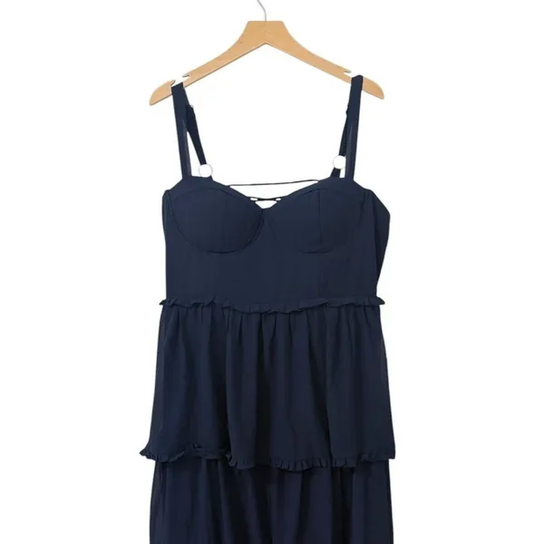 Lulus Sophisticated Occasion Navy Blue Bustier Lace-Up Maxi Dress size 1X NWT - Image 6