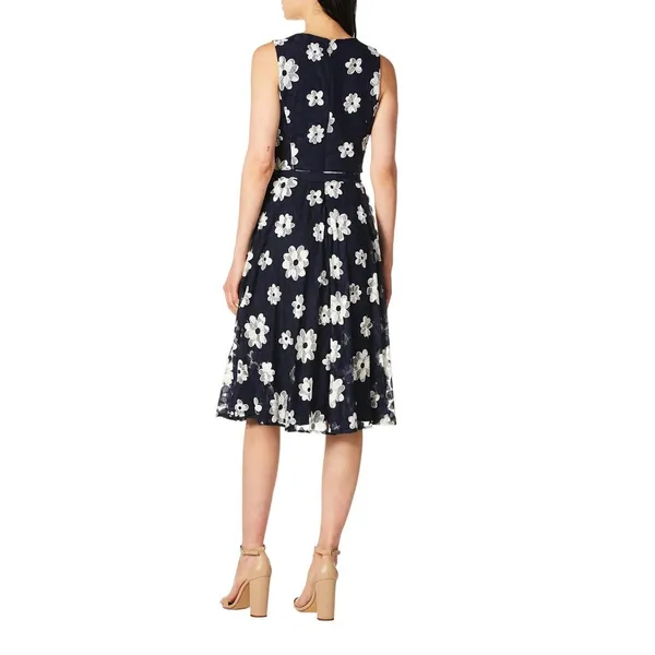 Tommy Hilfiger Belted Lace Fit and Flare Midi Dress Sky Captain Blue / Ivory 2 - Image 8