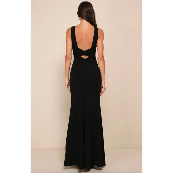 Lulus Love In Your Eyes Black Knotted Mermaid Maxi Dress Formal Medium NWT - Image 2