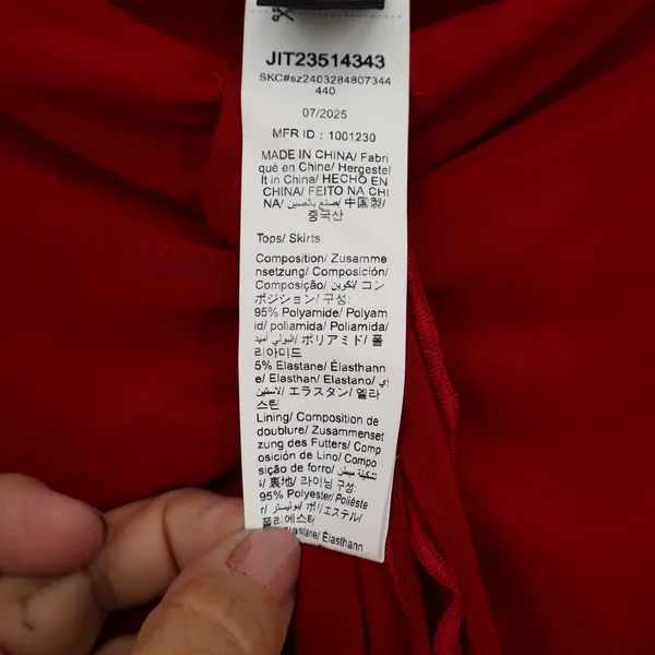 SHEIN BAE Red Ruched Ruffle Front Maxi Skirt Small Mesh Draped Lined - Image 5