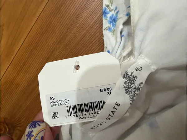 Altar'd State Maya Blue Floral Swiss Dot Open Back Bow Mini Dress NWT XL - Image 14
