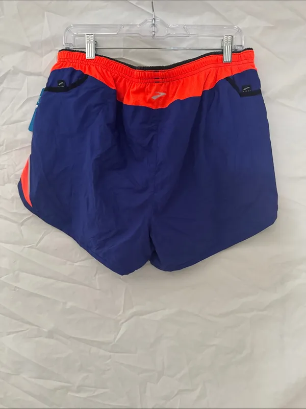 Brooks Women's Navy and Orange Athletic Running Shorts - Image 8