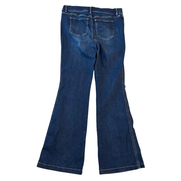Spanx Flare Jeans Womens XL Dark Wash Blue Denim Pull On High Waist Stretch - Image 2