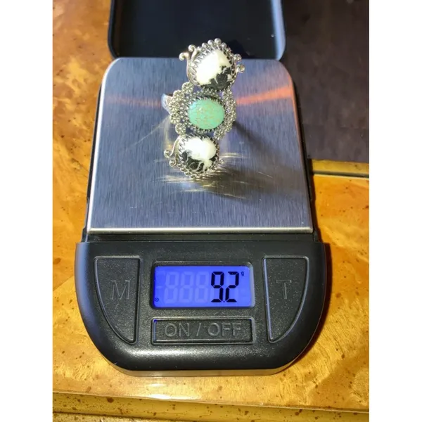White Buffalo Turquoise Nevada Turquoise Sterling Silver Heart Ring Size 7 - Image 8