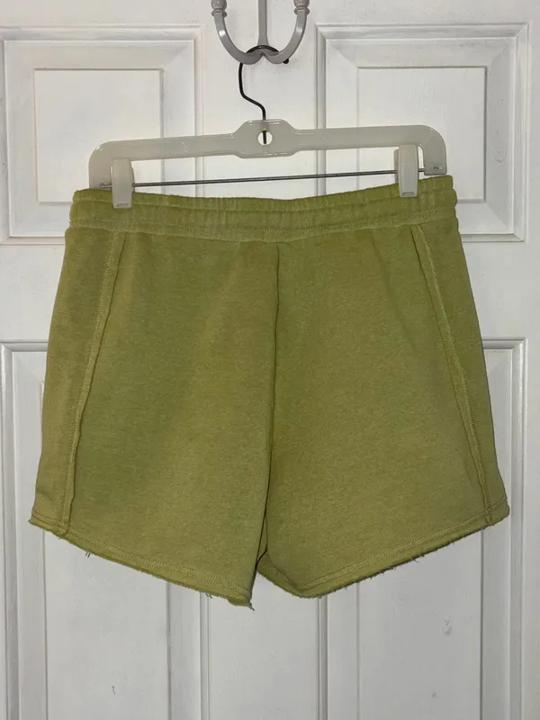 Double Zero Lime Green Terry Fleece Lined Shorts - Image 3