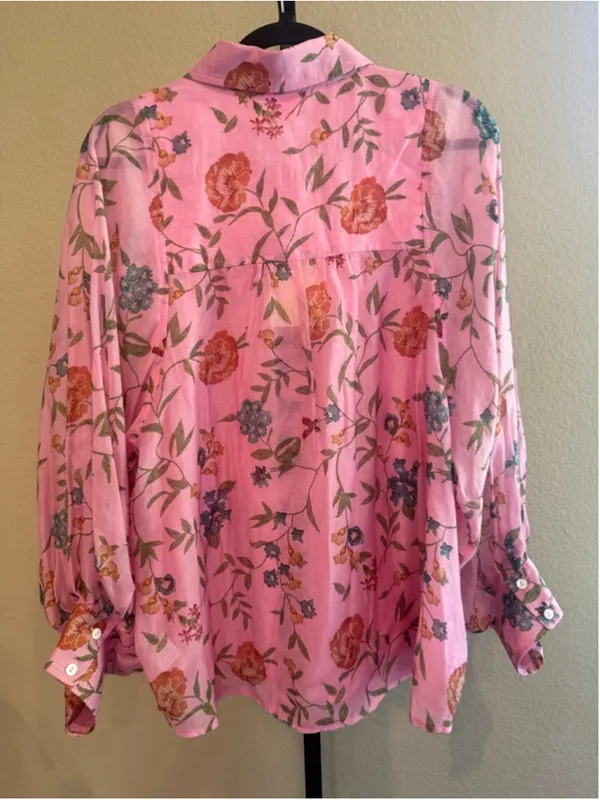 Entro Floral Print Blouse in Pink Size XL - Image 3