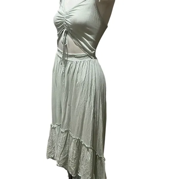 Birch and Stone Sage Green High-Low Maxi Dress w/ Front Cut-Out Size M - Image 8