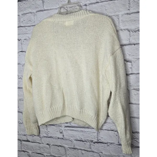 Luna Ivy Oversized Cream Strawberry Knit Cardigan Sweater Womens Medium Preppy - Image 7