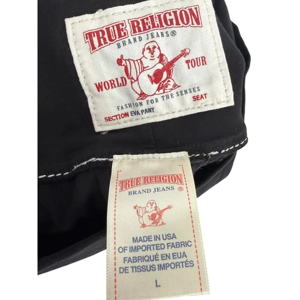 NWT True Religion Eva Pant Black Athletic Hook Up Flare Leggings Size Large - Image 4