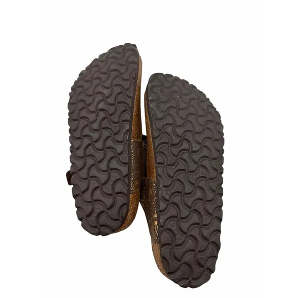 Birkenstock Gizeh Metallic Gold Splatter Leather Thong Sandals Brown EU 37 US 6 - Image 7