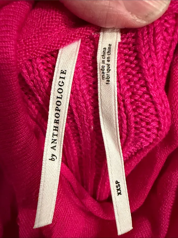 By Anthropologie Turtleneck Sweater Dress Size XXS Petite Pink - Image 10