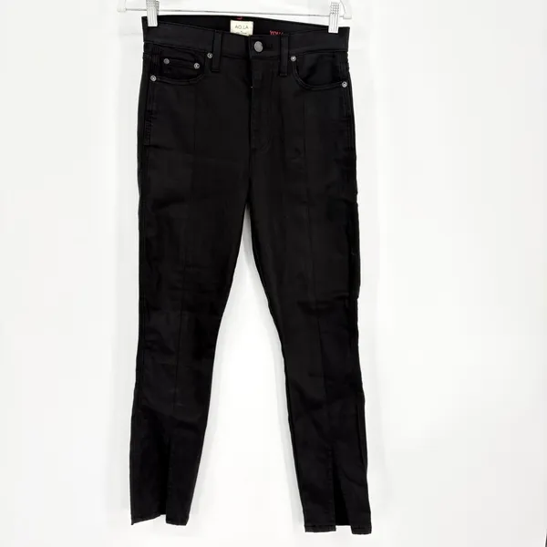 AO‎ LA by Alice + Olivia Black High Rise Pintuck Split Hem Skinny Jeans Sz 28 - Image 2