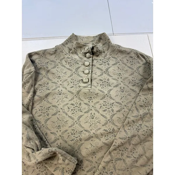 OBR Mock Neck Long‎ Sleeve Floral Button Up Top Small Vintage - Image 4