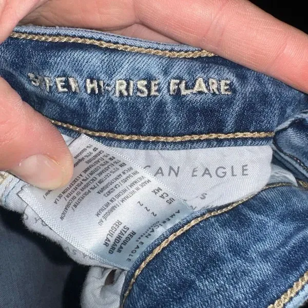 American Eagle medium wash size 2 distressed Flare jeans - Image 2