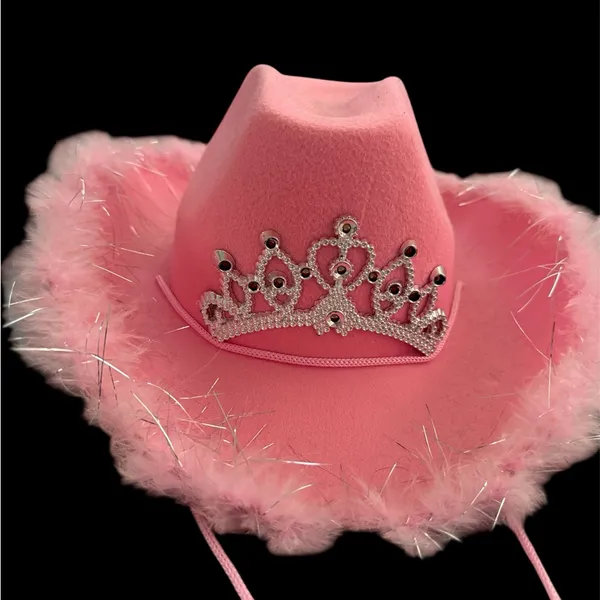 Pink Cowgirl Hat with Silver Tiara - Image 8