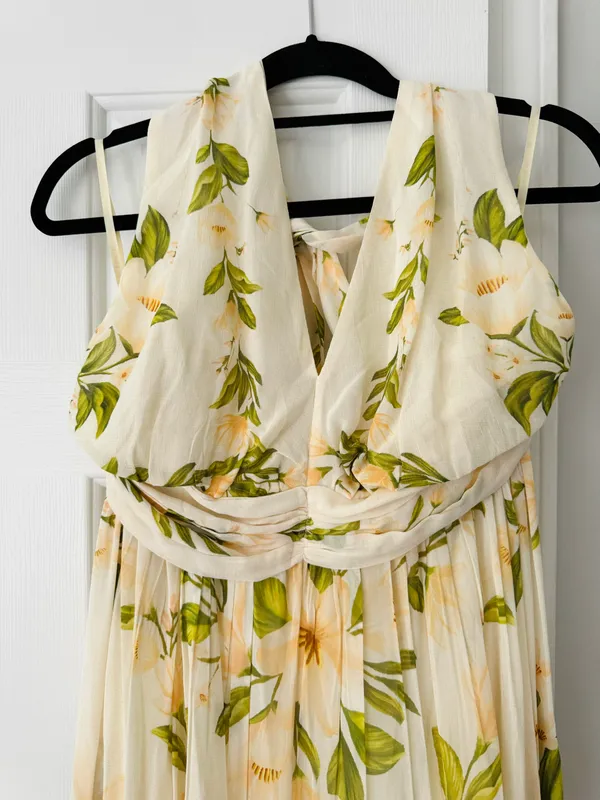 Farm Rio V-Neck Floral Chiffon Maxi Dress, Size S - Image 8