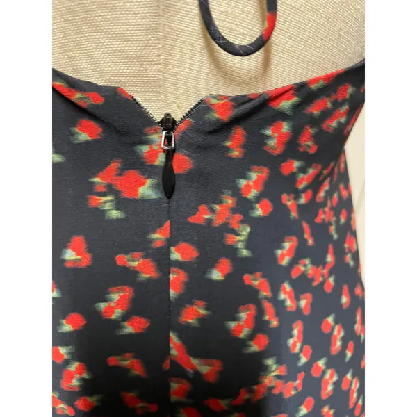 White Fox Black Floral Slip Dress Open Back Tie Maxi Small - Image 10