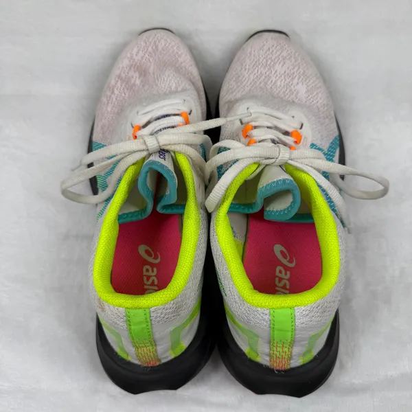 ASICS 1012B246 Womens Running Shoes White Neon Yellow Teal Orange Size‎ 7.5 - Image 6