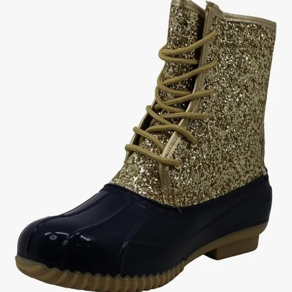 Sugar Gold Glitter and navy Winter Boots Size 7 - Image 4