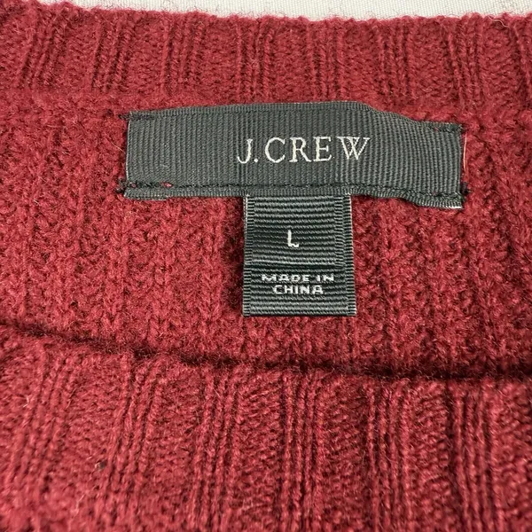 J. Crew‎ 100% Wool Sweater Women's Size Large Leather Patches Relaxed Fit Knit - Image 5