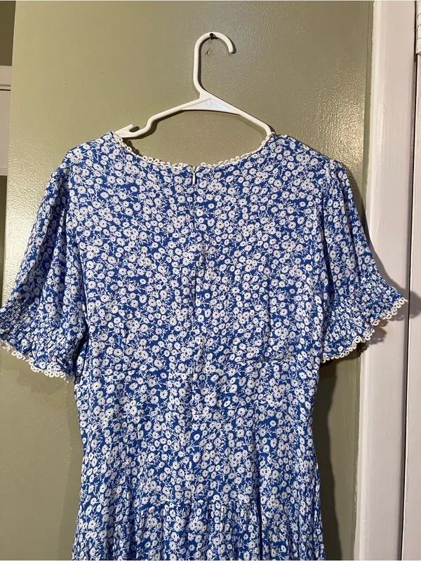 Lost + Wander Women's Size Large Villa by the Sea Floral Picot Trim Peasant Mini - Image 8