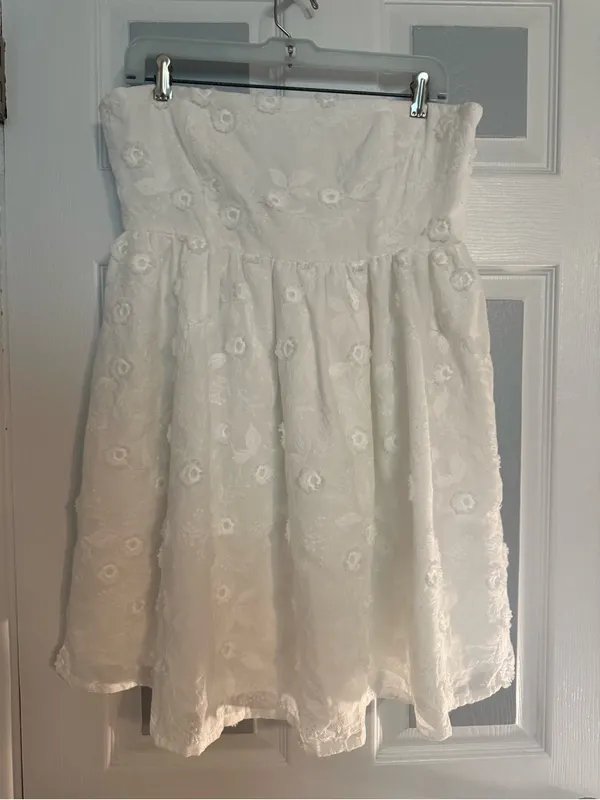 Altar'd State White Strapless Floral Embossed Mini Dress - Image 2