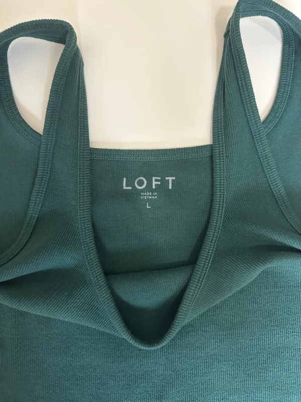 LOFT Forest Green Ribbed Tank Top - Image 2