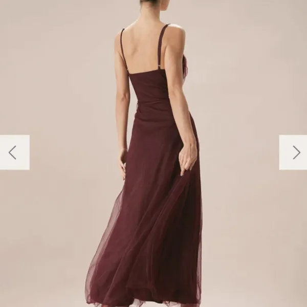 RIHOAS The Wine Red V Neck Mesh Wrap Maxi Dress 04 - Image 2