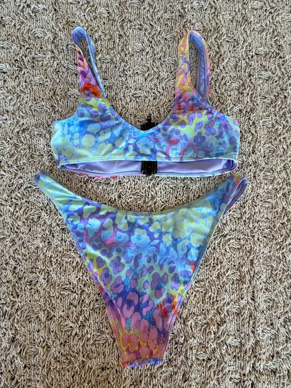 Forever 21 | Blue Rainbow Cheetah Print Bikini Set | L - Image 6