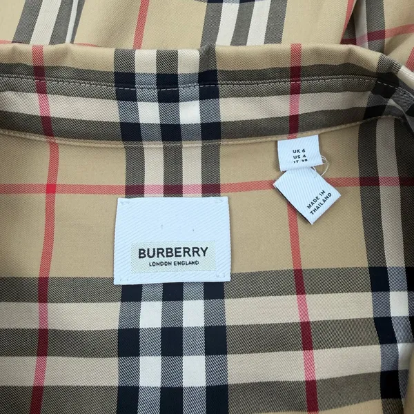 Burberry Giovanna Vintage Check Poplin Cotton Shirt Dress Beige Size 4 - Image 15