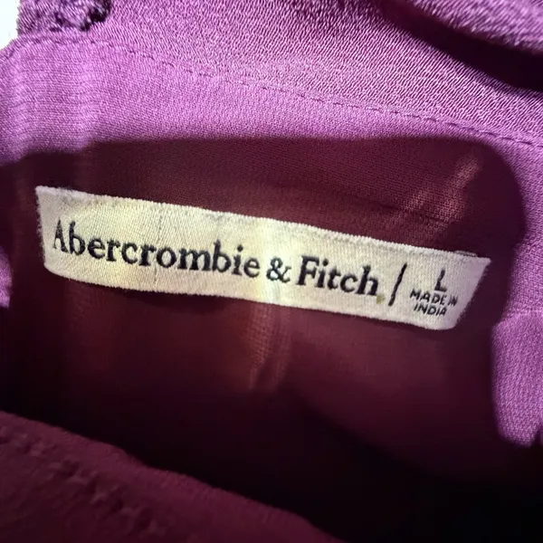 Abercrombie & Fitch Burgundy Babydoll Mini Dress Long‎ Sleeve Size L - Image 4