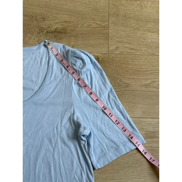 NWT Madewell puff‎ sleeve top scoop neck light blue summer supima cotton size XL - Image 7