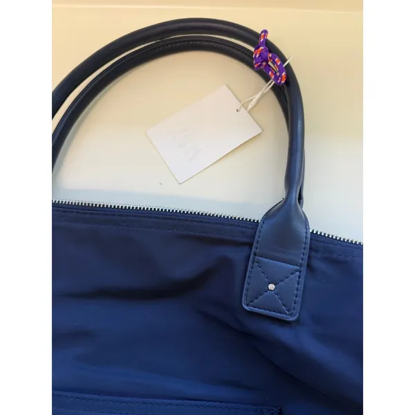 Zara Blue Nylon Tote Bag Purse‎ Capsule Bonjour Le Monde French Resort - Image 6