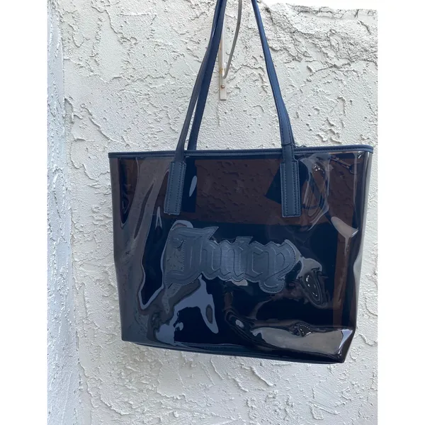 Juicy Couture Bag | Gelato Glossy Black Tote Set | PVC with Pouch - Image 2