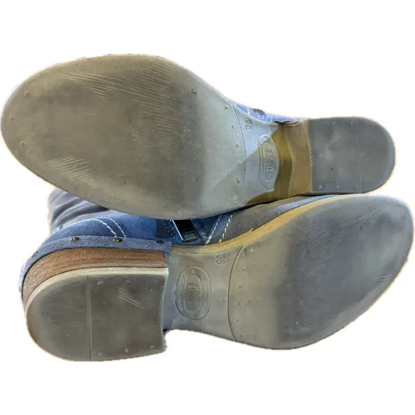 Sundance‎ Womens Western Ankle Boots Blue Suede Embroidered Side Zip 7.5 - Image 8