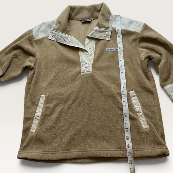 Columbia Womens Tan Cream Snap Fleece Pullover Sweater AL9102 Small - Image 9