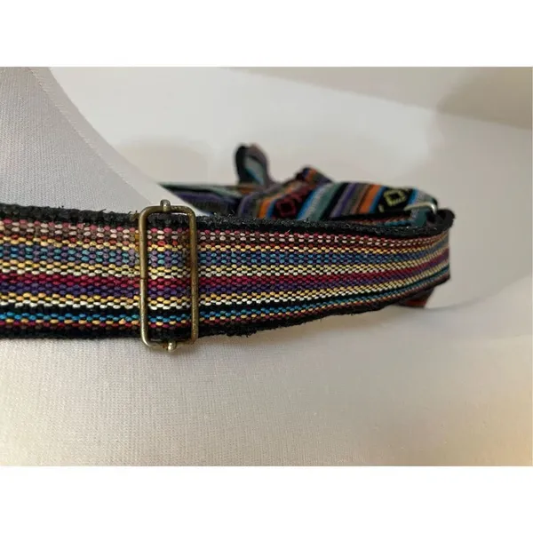 Boho Striped Hemp Mini Festival Backpack Blue - Image 3