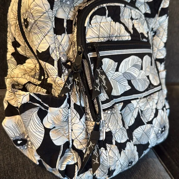 Vera Bradley Floral Black Beige and White Backpack - Image 2