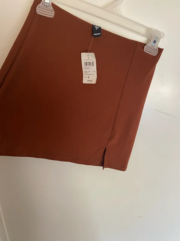 Windsor Rust Mini Skirt with Front Notch  - Image 4