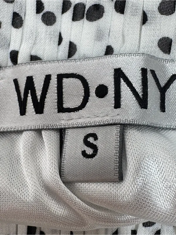 WD.NY Pleated Polka Dot Maxi Skirt White Black Small Long Chiffon Elastic Waist - Image 11