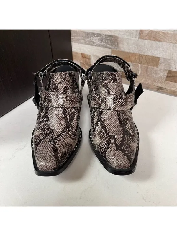 Rebels Vegan Leather Slingback Mule Reptile Snake Print Gray Slipons Sz 7.5 NWT - Image 3
